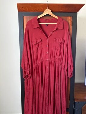 torrid Button-Front Maxi Dress in Burgundy